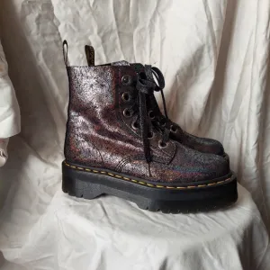 Dr. Martens Molly Metallic Irridescent Crackle Leather Boots