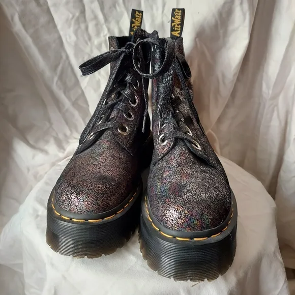 Dr. Martens Molly Metallic Irridescent Crackle Leather Boots