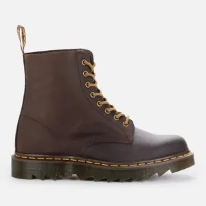 Dr Martens Pascal Ziggy 8-Eye Boots in Brown Crazy Horse Leather in Sz 8 Men