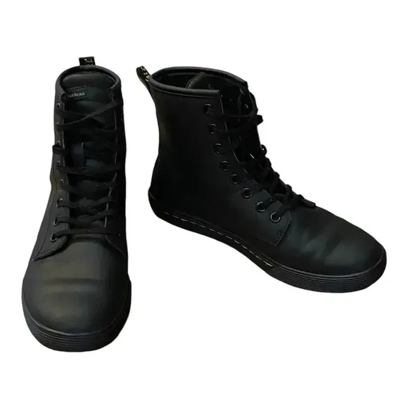 Dr. Martens Sheridan Black Combat Work Boots Women's US 6 Lace Up Leather
