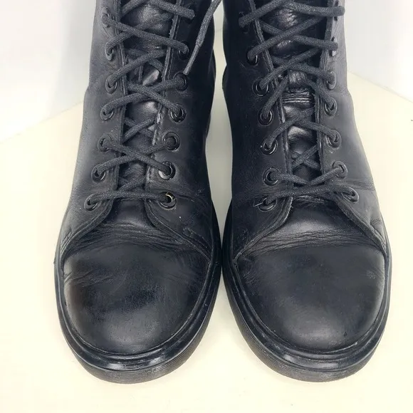 Dr Martens Talib Womens Smooth Black Brando Leather Flat Ankle Boots EU 39 US 8