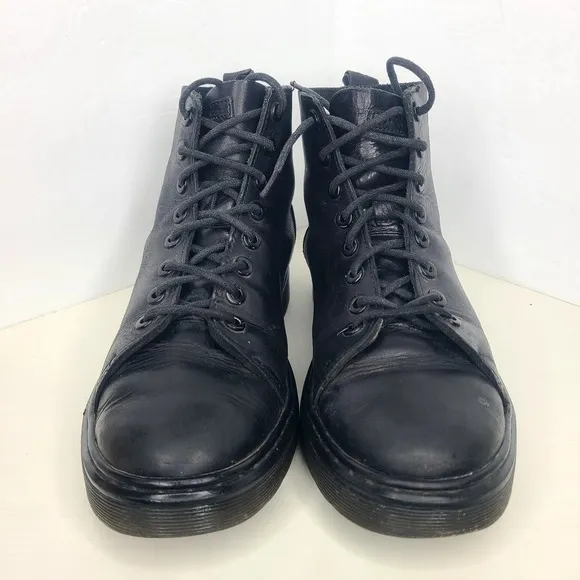 Dr Martens Talib Womens Smooth Black Brando Leather Flat Ankle Boots EU 39 US 8