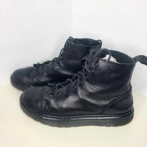 Dr Martens Talib Womens Smooth Black Brando Leather Flat Ankle Boots EU 39 US 8