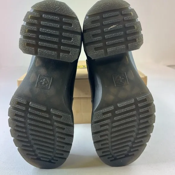 Dr Martens Women AirWare Spence Chelsea Boot Black Leather Flared Heel Shoe Sz 9