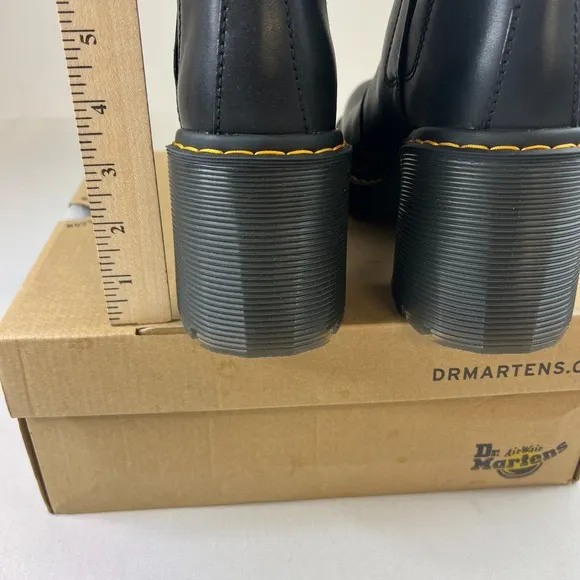 Dr Martens Women AirWare Spence Chelsea Boot Black Leather Flared Heel Shoe Sz 9
