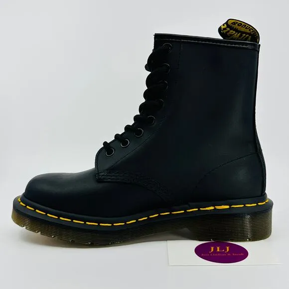 Dr. Martens Women's 1460 Greasy Black Leather Lace Up Boots 11822003 Size 5