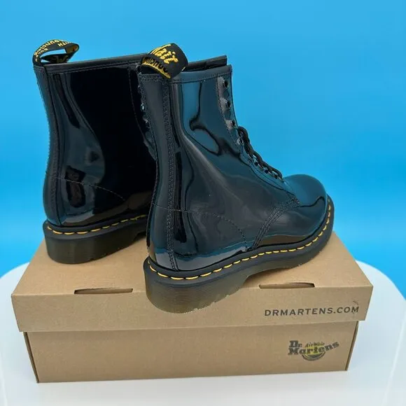 Dr. Martens Women's 1460 Patent Lamper Leather Lace Up‎ Boots, Size 7, Black