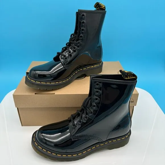 Dr. Martens Women's 1460 Patent Lamper Leather Lace Up‎ Boots, Size 7, Black