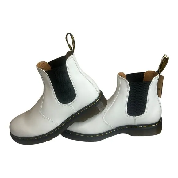 Dr. Martens Womens 2976 YELLOW STITCH Leather Chelsea Boot White Size 12