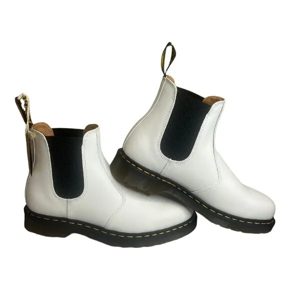 Dr. Martens Womens 2976 YELLOW STITCH Leather Chelsea Boot White Size 12