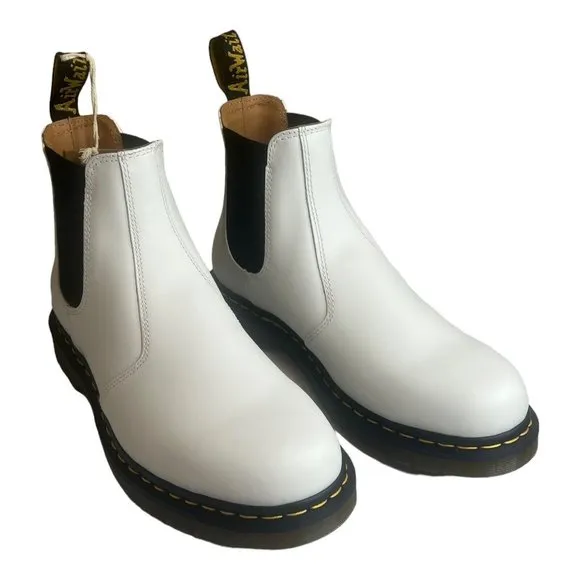Dr. Martens Womens 2976 YELLOW STITCH Leather Chelsea Boot White Size 12