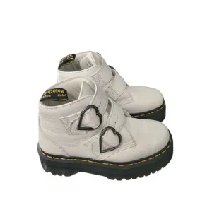 Dr. Martens Womens Devon Heart White Leather Boots Size‎ 6 UK 4 EU 37