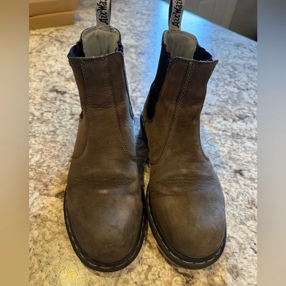 Dr Martens Work Chelsea Boots womens 8 brown leather Steel Toe AirWair pull on