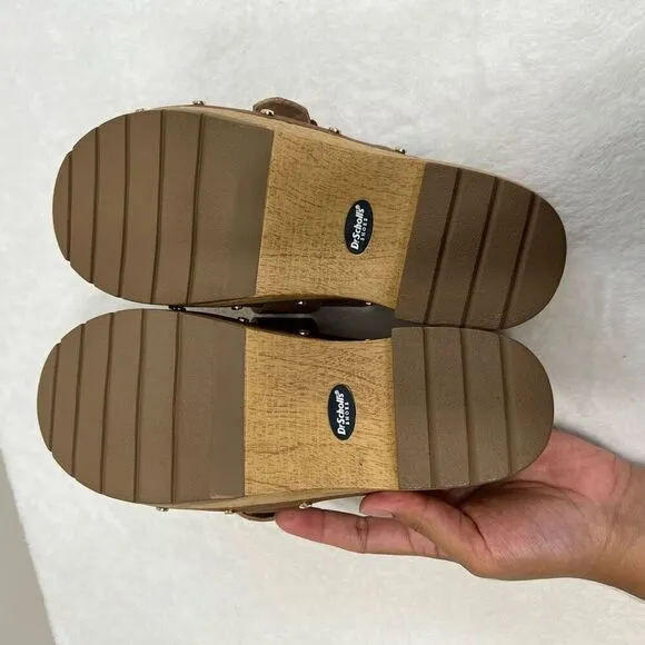Dr. Scholl’s Brown Clogs Mule Wooden Platform 6.5 Women NEW