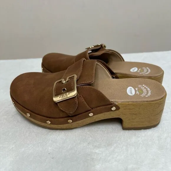 Dr. Scholl’s Brown Clogs Mule Wooden Platform 6.5 Women NEW