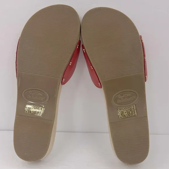 Dr Scholl’s ORIGINAL COLLECTION, RED, ADJUSTABLE TOP STRAP, WOODEN SOLE, SIZE 11
