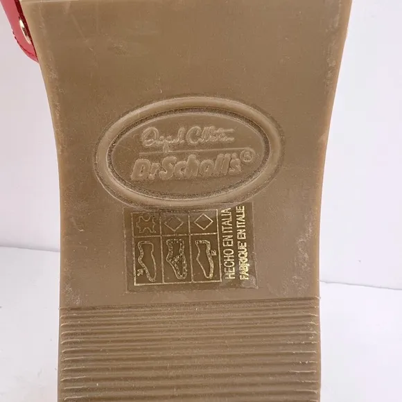 Dr Scholl’s ORIGINAL COLLECTION, RED, ADJUSTABLE TOP STRAP, WOODEN SOLE, SIZE 11