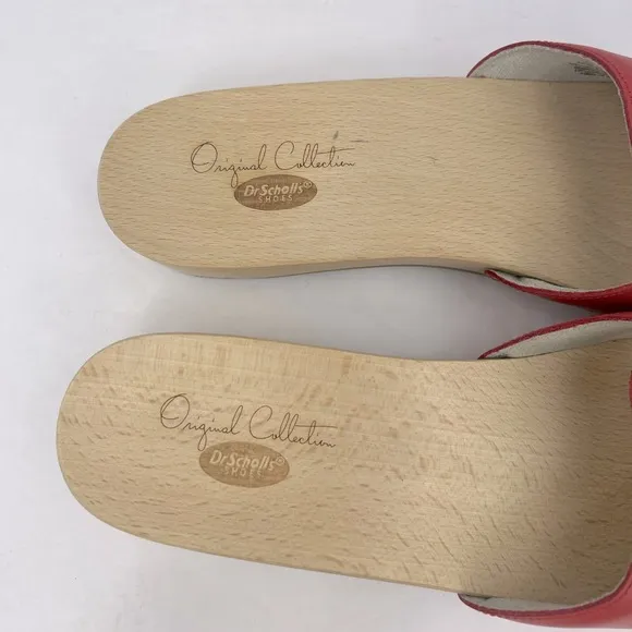Dr Scholl’s ORIGINAL COLLECTION, RED, ADJUSTABLE TOP STRAP, WOODEN SOLE, SIZE 11
