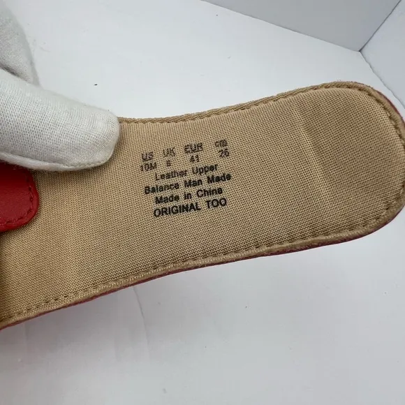 Dr Scholl’s SHOES, RED LEATHER TOP, ADJUSTABLE TOP STRAP, WOODEN SOLE, SIZE 10M