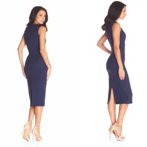 Dress The Population Sleeveless Navy Sheath Midi Dress Women's Sz XXS New