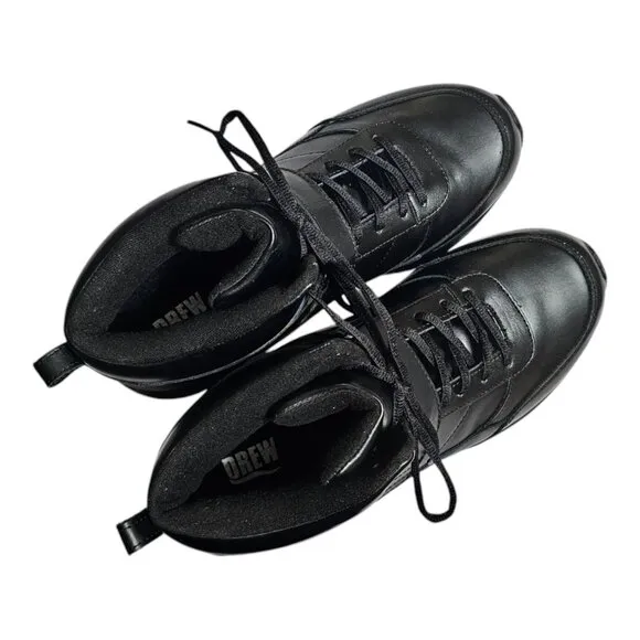 Drew Pulse Black Leather Shoes Mens 9.5 4W Wide Hi-Top Boot 40794-14
