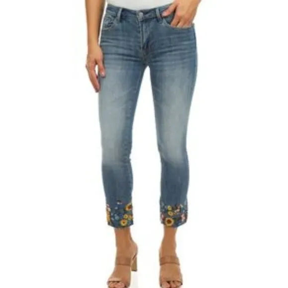 DRIFTWOOD COLETTE CROP 🌻🌸❀✿EMBROIDERED JEANS LIGHT WASH NWT🆕FAST 🏃‍♀️⚡🚚