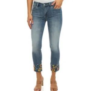 DRIFTWOOD COLETTE CROP 🌻🌸❀✿EMBROIDERED JEANS LIGHT WASH NWT🆕FAST 🏃‍♀️⚡🚚