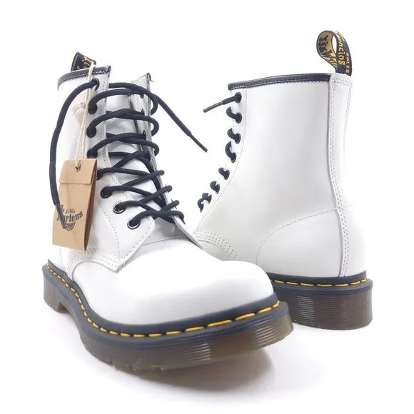 Dr Martens 1460 White Smooth Standard Fit Womens 7 Lace Up Boot Shoes 11821100