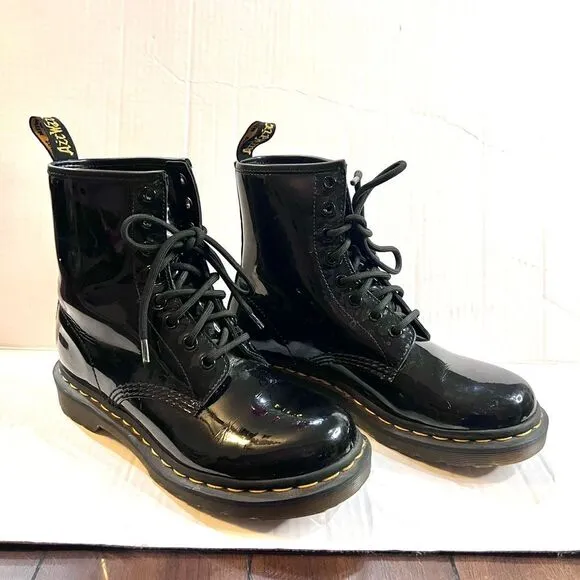 Dr. Martens Black Patent Leather Boots size 7