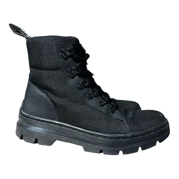 Dr Martens Boots WMNS 9 Black Combs Lace Up Combat Extra-Tough Moto Nylon Biker