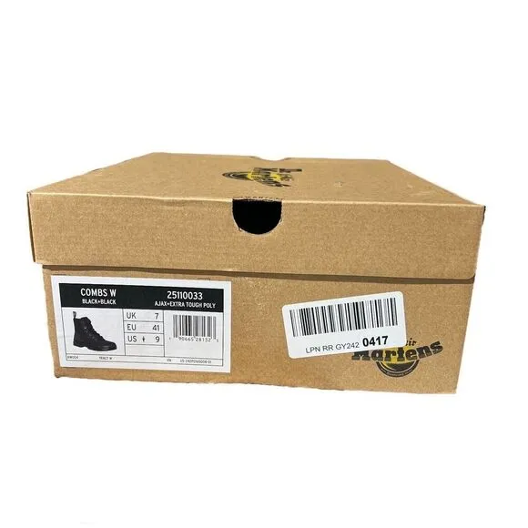 Dr Martens Boots WMNS 9 Black Combs Lace Up Combat Extra-Tough Moto Nylon Biker