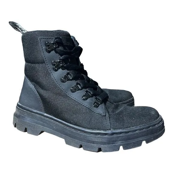 Dr Martens Boots WMNS 9 Black Combs Lace Up Combat Extra-Tough Moto Nylon Biker