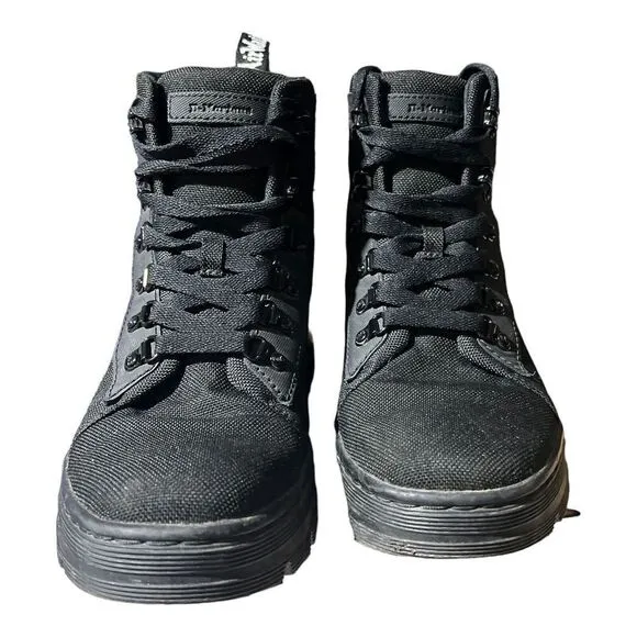 Dr Martens Boots WMNS 9 Black Combs Lace Up Combat Extra-Tough Moto Nylon Biker