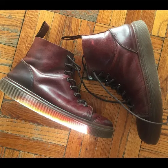 DR.MARTENS LEATHER BORDEAUX HIGH-TOP Boots RARE