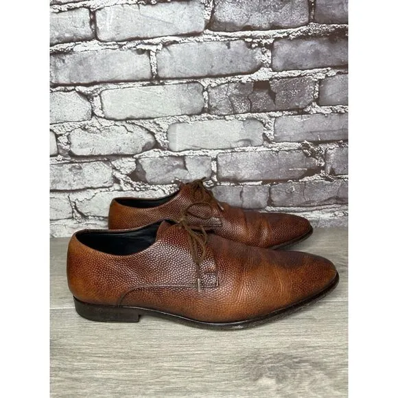 Duque di Galliano Brown Leather Pebbled Lace Up Oxfords Dress Shoes Men Sz 7M US