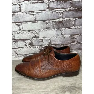 Duque di Galliano Brown Leather Pebbled Lace Up Oxfords Dress Shoes Men Sz 7M US