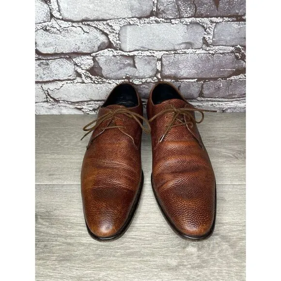 Duque di Galliano Brown Leather Pebbled Lace Up Oxfords Dress Shoes Men Sz 7M US