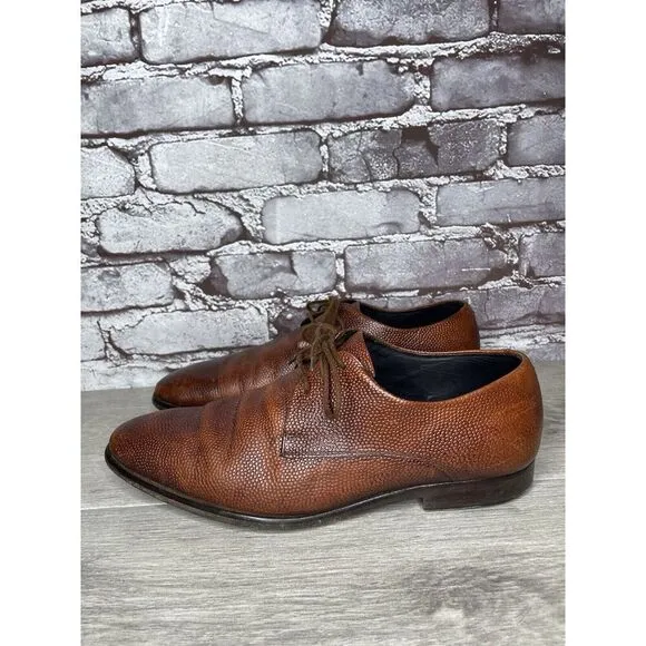 Duque di Galliano Brown Leather Pebbled Lace Up Oxfords Dress Shoes Men Sz 7M US