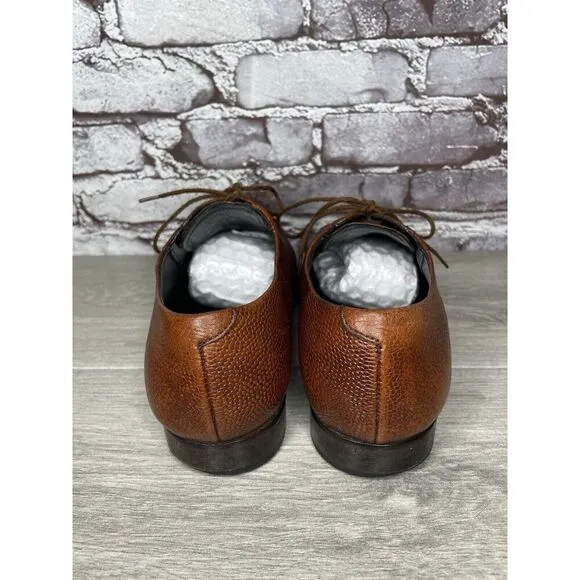 Duque di Galliano Brown Leather Pebbled Lace Up Oxfords Dress Shoes Men Sz 7M US