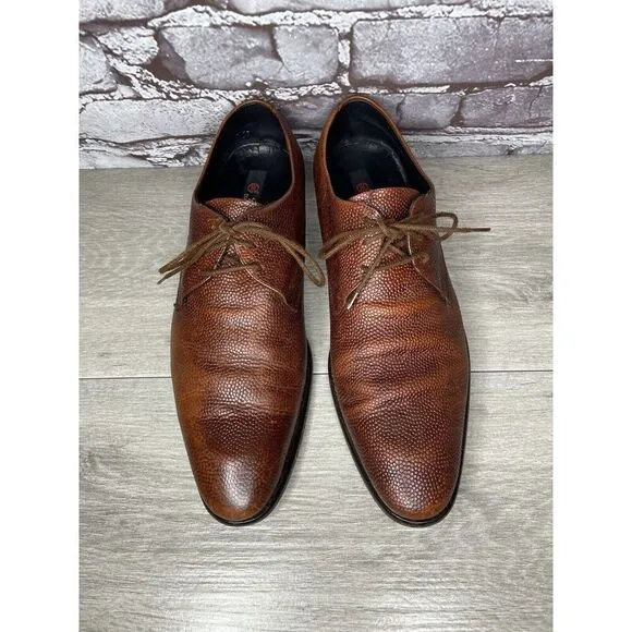 Duque di Galliano Brown Leather Pebbled Lace Up Oxfords Dress Shoes Men Sz 7M US