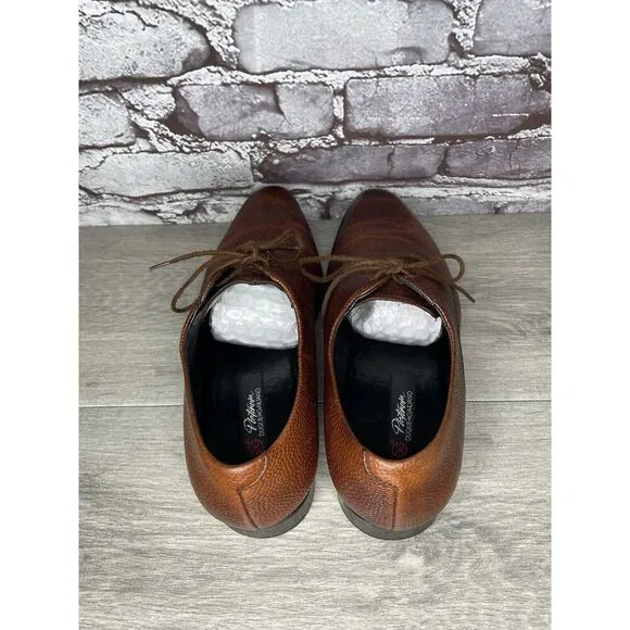 Duque di Galliano Brown Leather Pebbled Lace Up Oxfords Dress Shoes Men Sz 7M US