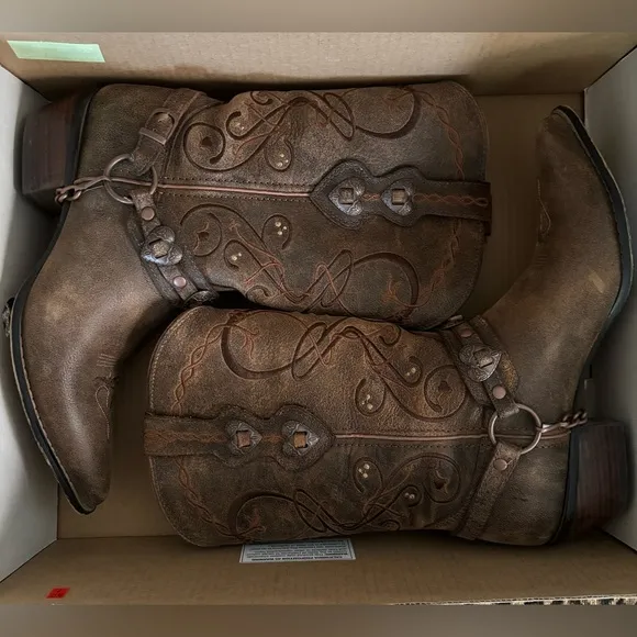 Durango Crush Heartbreaker Pointed Toe Womens Cowboy Boots Brown, RD4155, Size 9