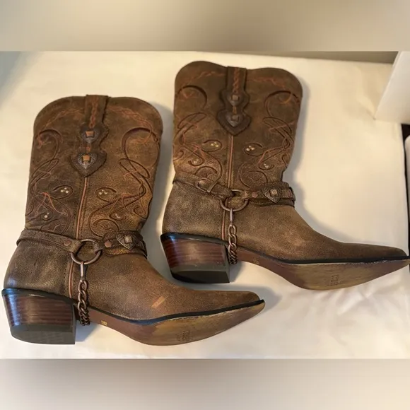 Durango Crush Heartbreaker Pointed Toe Womens Cowboy Boots Brown, RD4155, Size 9