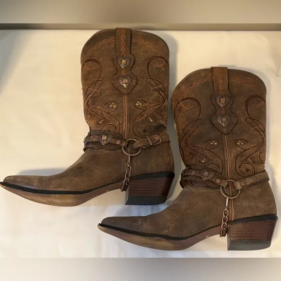 Durango Crush Heartbreaker Pointed Toe Womens Cowboy Boots Brown, RD4155, Size 9