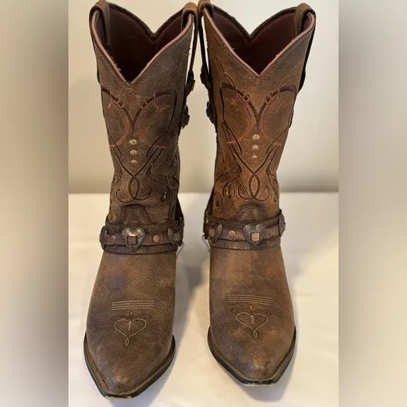 Durango Crush Heartbreaker Pointed Toe Womens Cowboy Boots Brown, RD4155, Size 9