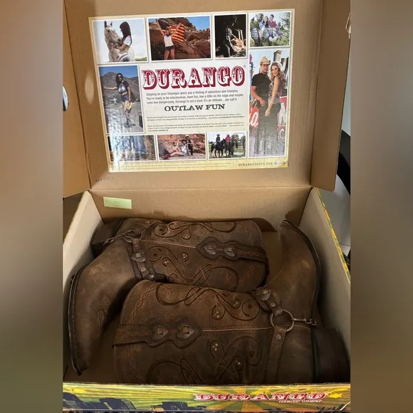 Durango Crush Heartbreaker Pointed Toe Womens Cowboy Boots Brown, RD4155, Size 9