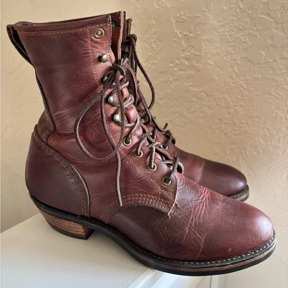 Durango SW535 Mens Brown Leather Heeled Boots US 9 D Lace Up Logger Work