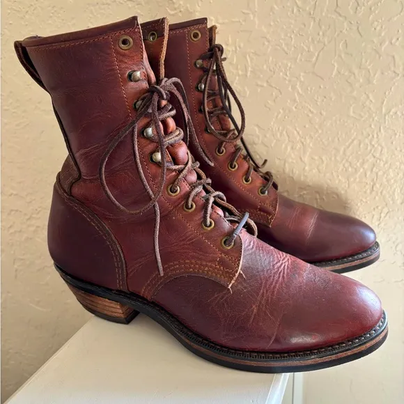 Durango SW535 Mens Brown Leather Heeled Boots US 9 D Lace Up Logger Work
