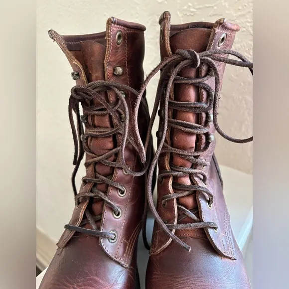 Durango SW535 Mens Brown Leather Heeled Boots US 9 D Lace Up Logger Work