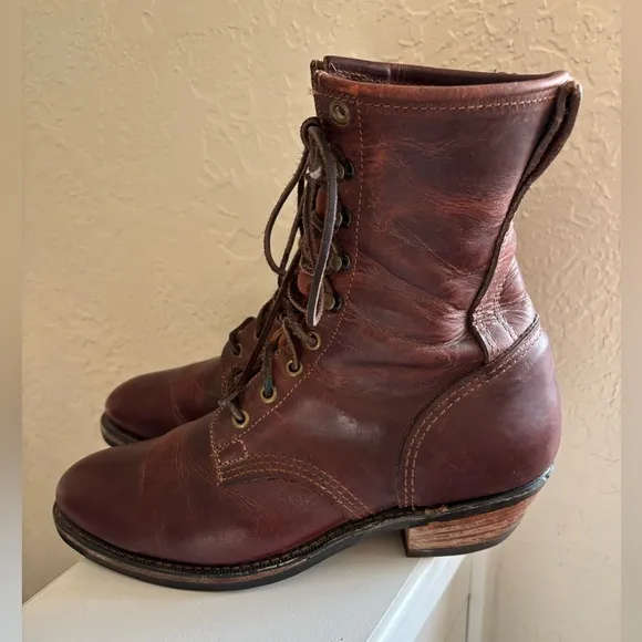 Durango SW535 Mens Brown Leather Heeled Boots US 9 D Lace Up Logger Work